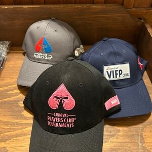 Carnival Players Club Embroidered Baseball Cap - Black & Pink- set of 3